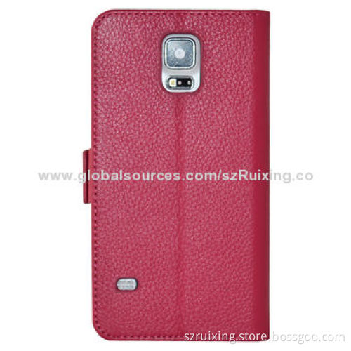 Top-layer Leather Mobile Phone Cases for Samsung Galaxy S5/9600, Elegant Style with Double Buttons